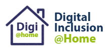 A graphic of a house, with the words Digi @ Home inside as a logo for the Digi @ Home project.     
